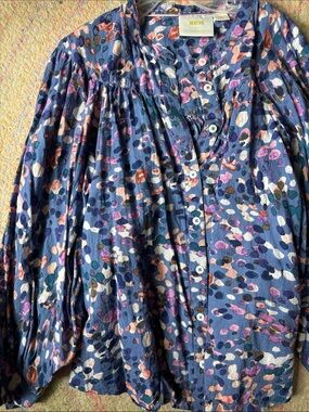 Maeve Navy Multi-Spot Button-Front Women’s Skirt